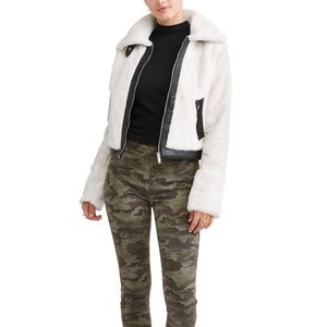 BHIP Juniors' Faux Fur Bonded to Faux Suede Jacket